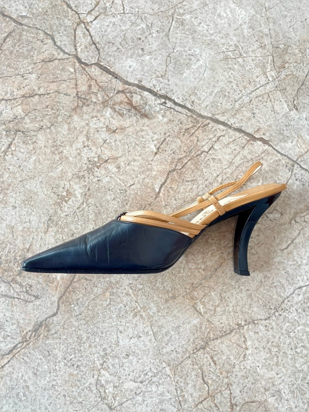 Chanel Fall 2000 Two-Tone Multi-Strap Comma Heel Slingbacks - Picture 8 of 13